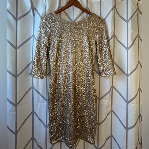 Badgley Mischka Belle Sparkling Gold Sequin Dress
